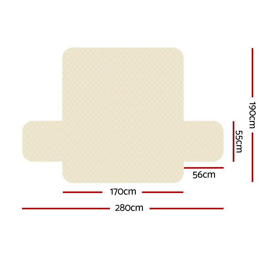 Artiss 3 Seater Sofa Cover in beige, featuring a diamond-quilted design and water-resistant fabric, draped over a stylish couch.