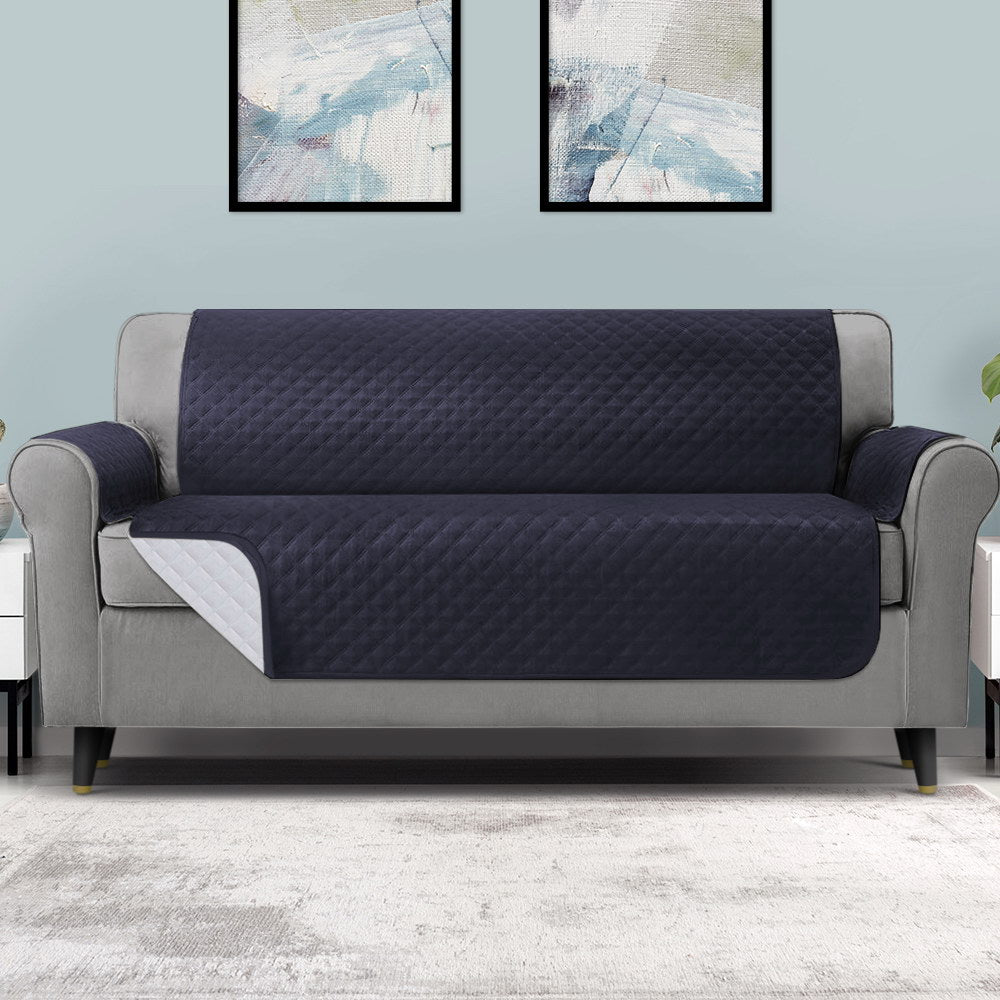Artiss 4 Seater Sofa Cover in dark grey, featuring a diamond-quilted design and water-resistant fabric, perfect for protecting furniture.