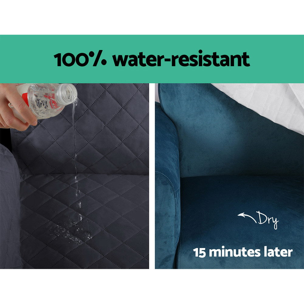 Artiss 4 Seater Sofa Cover in dark grey, featuring a diamond-quilted design and water-resistant fabric, perfect for protecting furniture.