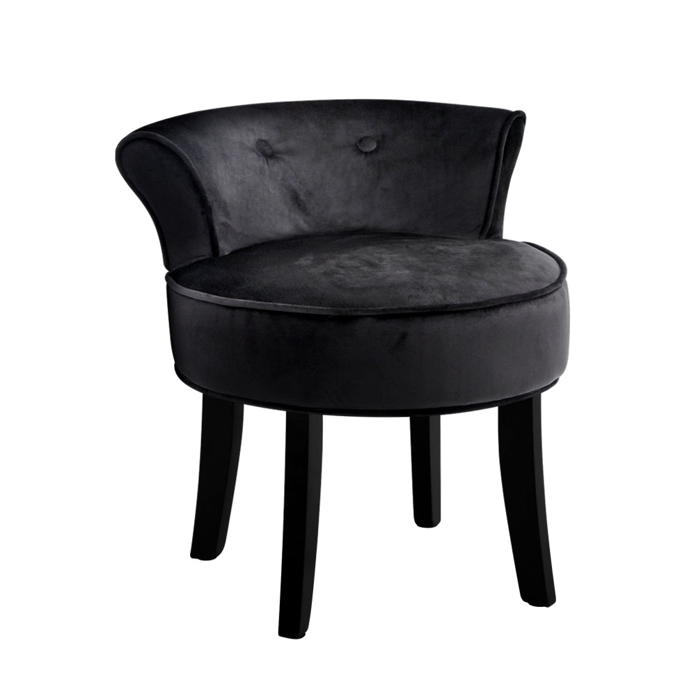 Artiss Velvet Vanity Stool featuring a button tufted backrest and soft velvet upholstery, perfect for dressing tables.