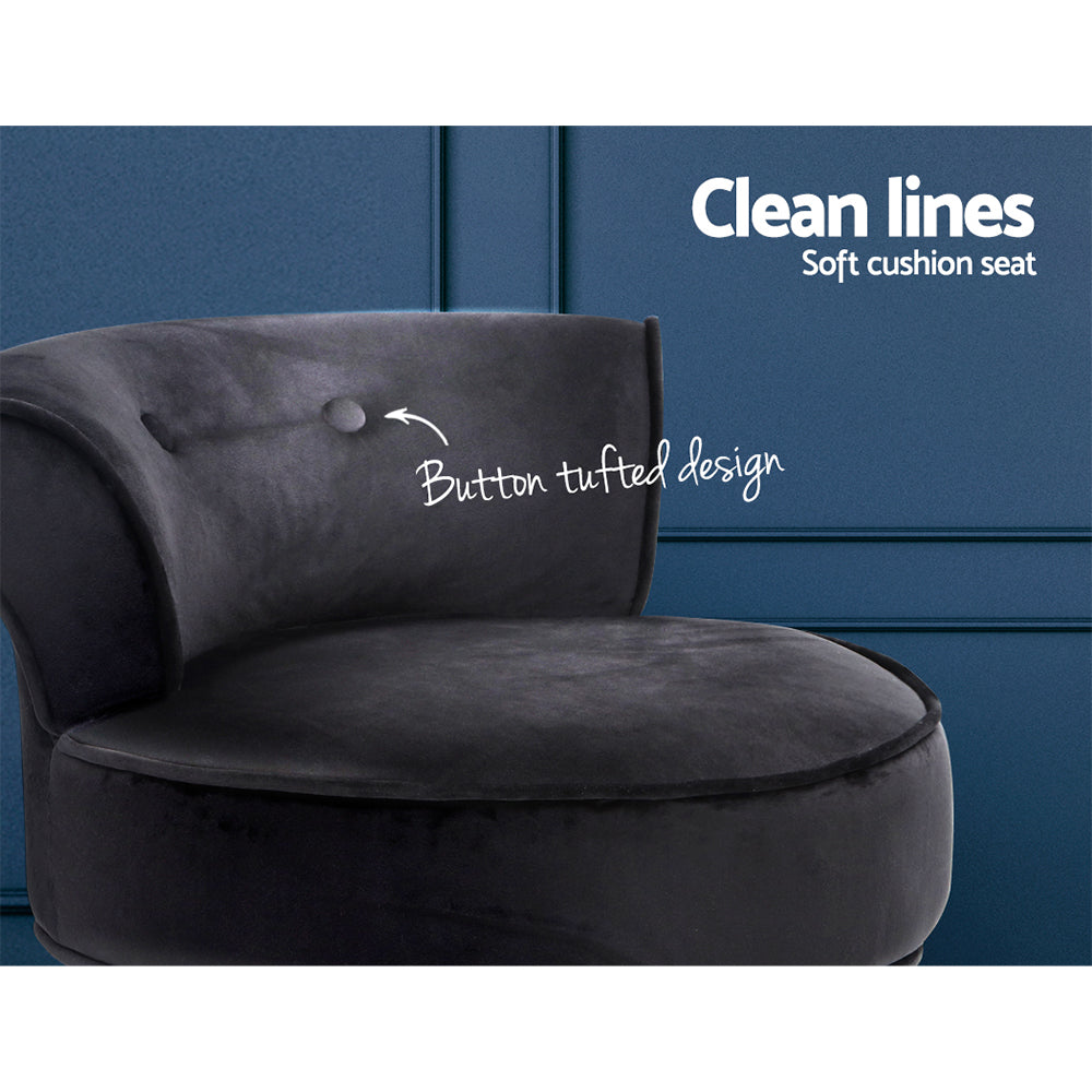 Artiss Velvet Vanity Stool featuring a button tufted backrest and soft velvet upholstery, perfect for dressing tables.