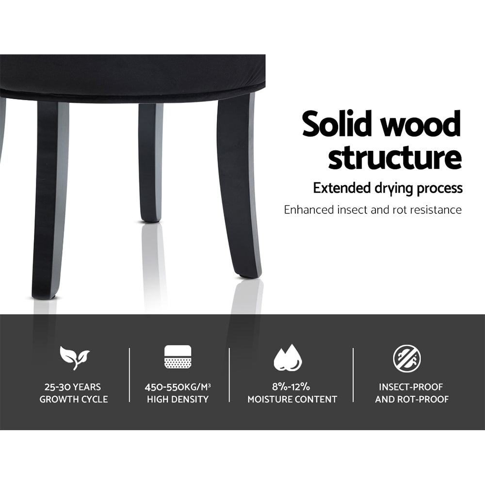 Artiss Velvet Vanity Stool featuring a button tufted backrest and soft velvet upholstery, perfect for dressing tables.