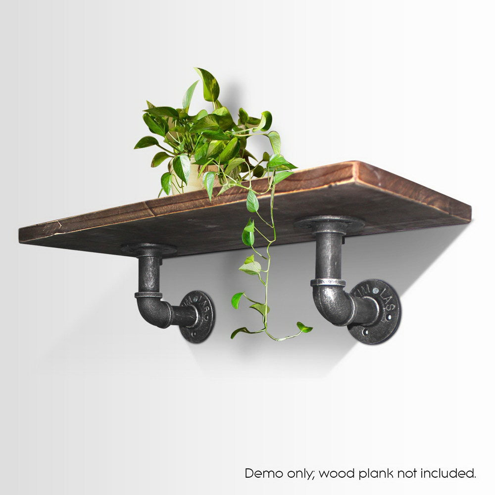 Artiss Industrial Pipe Shelf Brackets set of 8, showcasing rustic metal design for DIY shelving.