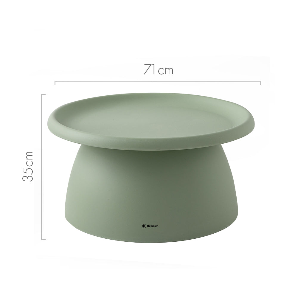 ArtissIn Coffee Table Mushroom Nordic Round Large Side Table in green, featuring a smooth surface and elegant pedestal base.