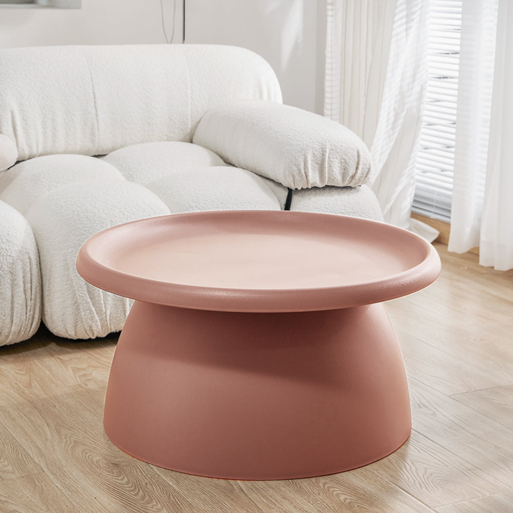 ArtissIn Coffee Table in pink color, featuring a round smooth surface and sturdy pedestal base, perfect for indoor and outdoor use.