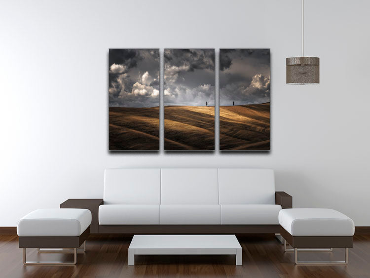 A beautiful 3-panel canvas print titled 'As The Sun Kisses The Sky', showcasing vibrant colors and a captivating design, perfect for home decor.