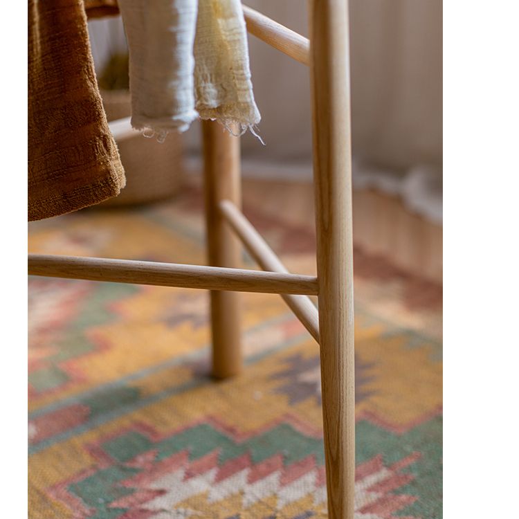 Freestanding Ash Wood Bath Towel Rack in natural color, showcasing unique wood grain and stylish design.