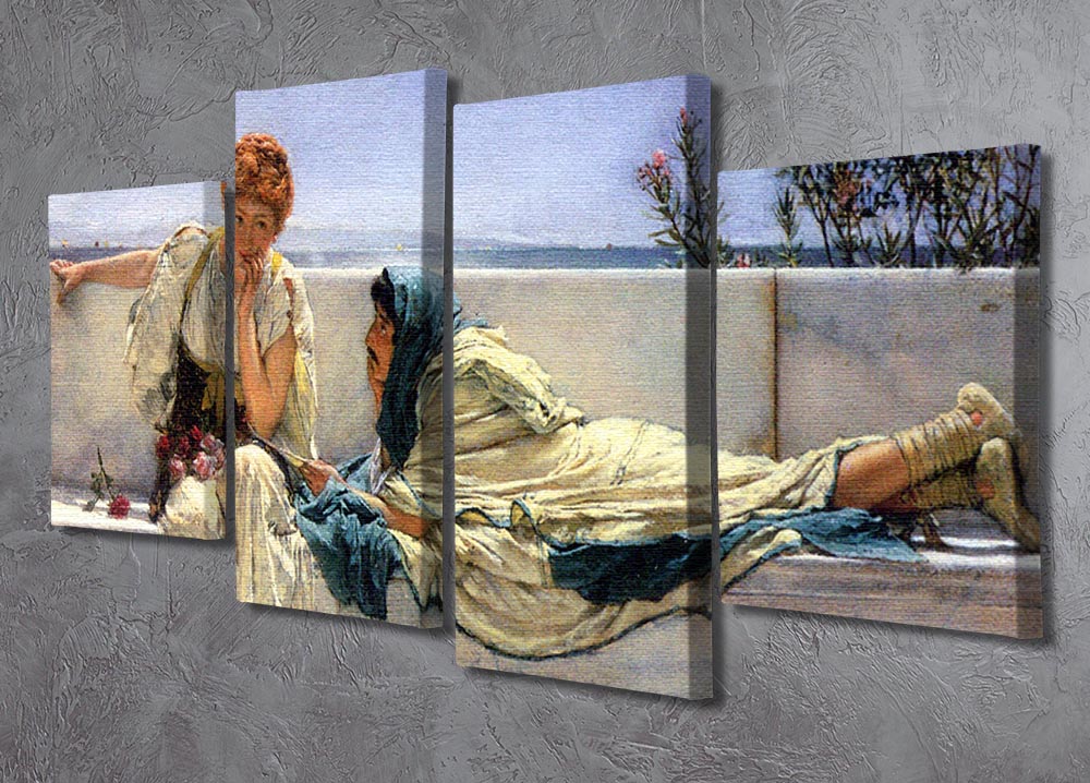Asking by Alma Tadema 4 Split Panel Canvas showcasing four equal sections of vibrant artwork, creating a cohesive and dynamic visual experience.