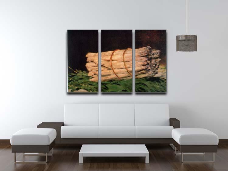 Asperagus by Manet 3 Split Panel Canvas Print showcasing vibrant colors and elegant design, perfect for home decor.