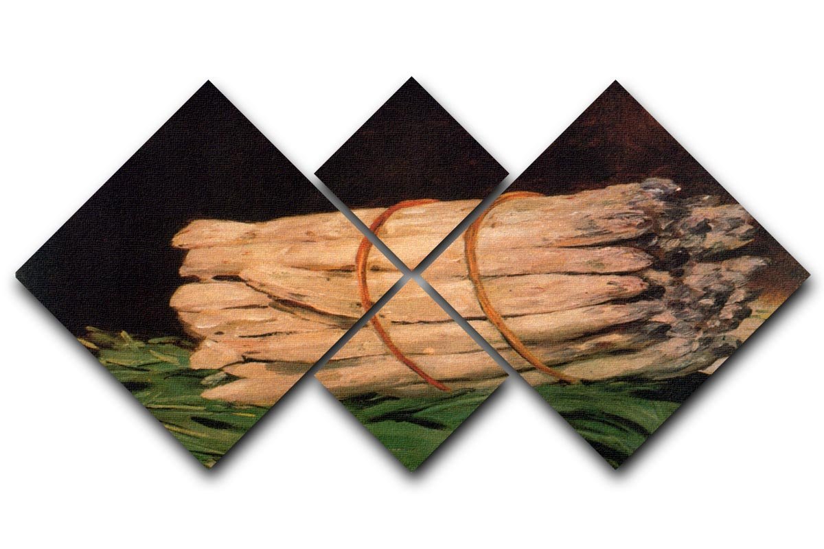 Asperagus by Manet 4 Square Multi Panel Canvas artwork featuring four equal square sections with vibrant colors.
