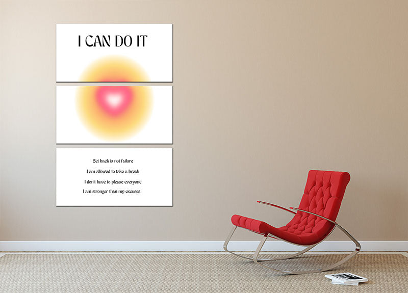 Aspiration Radiance Art 3 Split Panel Canvas Print featuring vibrant colors and intricate designs, perfect for home decor.