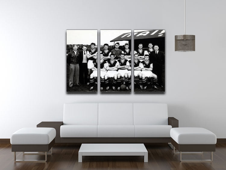 Aston Villa Football Club 1957 team photo displayed on a 3-panel canvas print, showcasing players in vintage football attire.