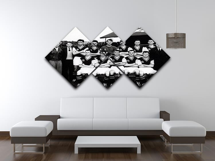 Aston Villa Football Club 1957 team photo displayed on a 4-square multi-panel canvas, showcasing the team's legacy.