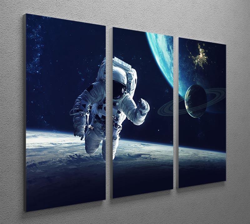 Astronaut at spacewalk 3-panel canvas print showcasing a stunning cosmic scene.