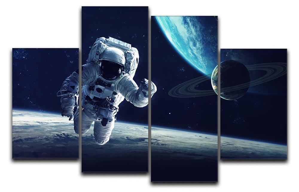 A stunning 4-split canvas artwork depicting an astronaut in space, showcasing a dynamic and multi-dimensional design.