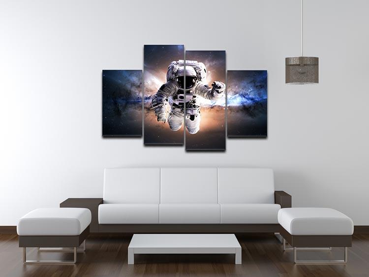 A stunning 4-split canvas artwork featuring an astronaut floating in a vibrant galaxy, creating a dynamic and captivating visual experience.