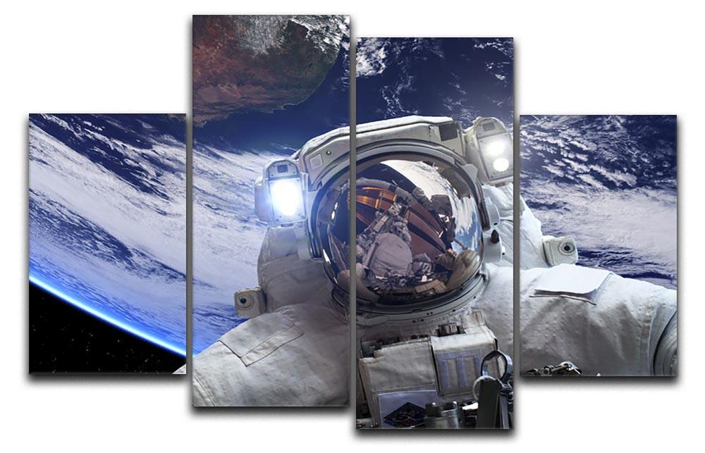 A stunning 4-split canvas artwork featuring an astronaut floating in outer space, surrounded by stars and galaxies.