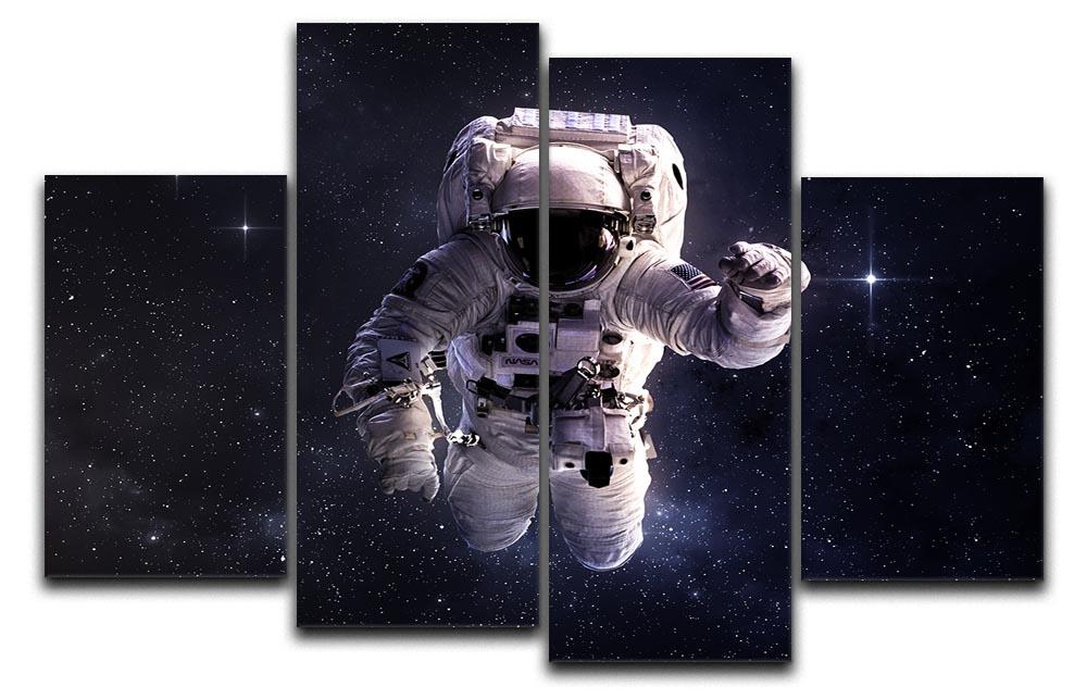 A stunning 4-split canvas artwork featuring an astronaut floating in outer space surrounded by stars, creating a dynamic visual effect.