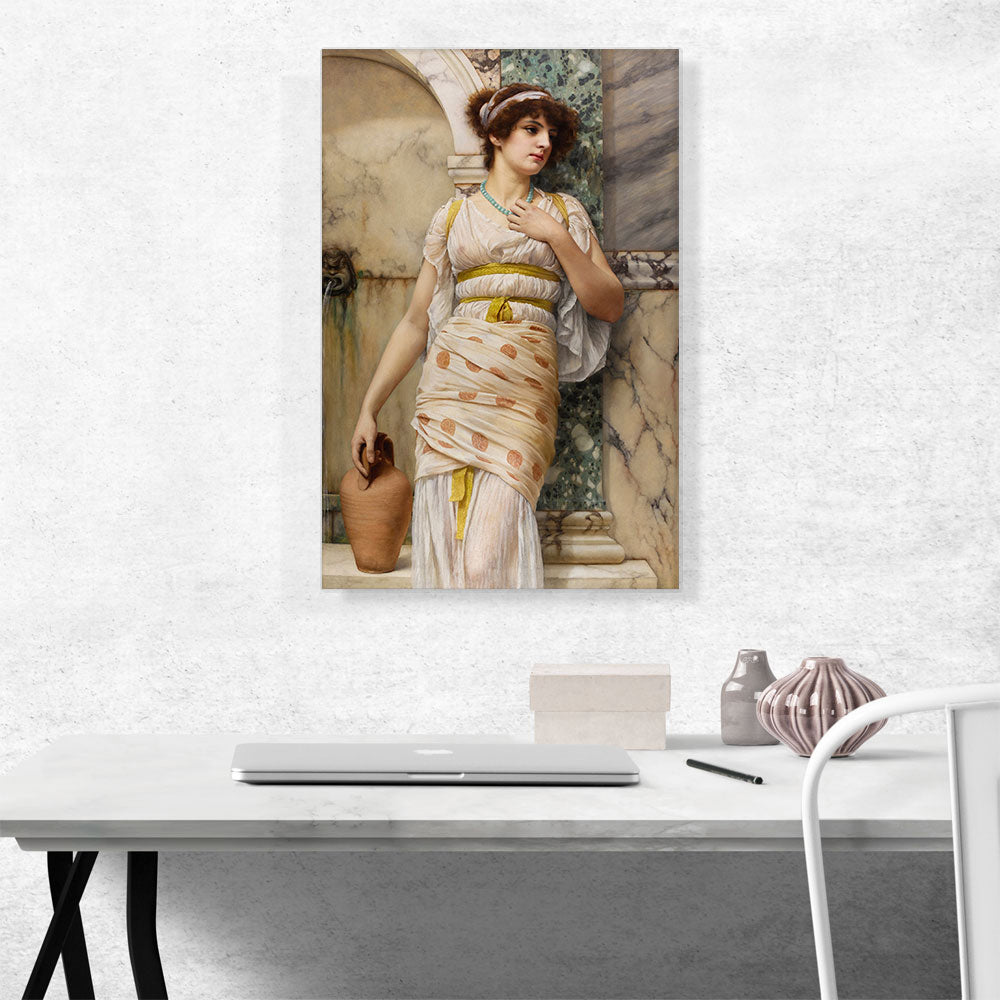 Canvas art titled 'At The Fountain 1893', featuring vibrant colors and intricate details, perfect for home decor.