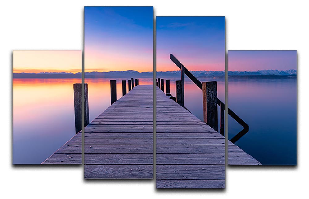 At The Lake 4 Split Panel Canvas artwork featuring serene lakeside imagery divided into four panels.