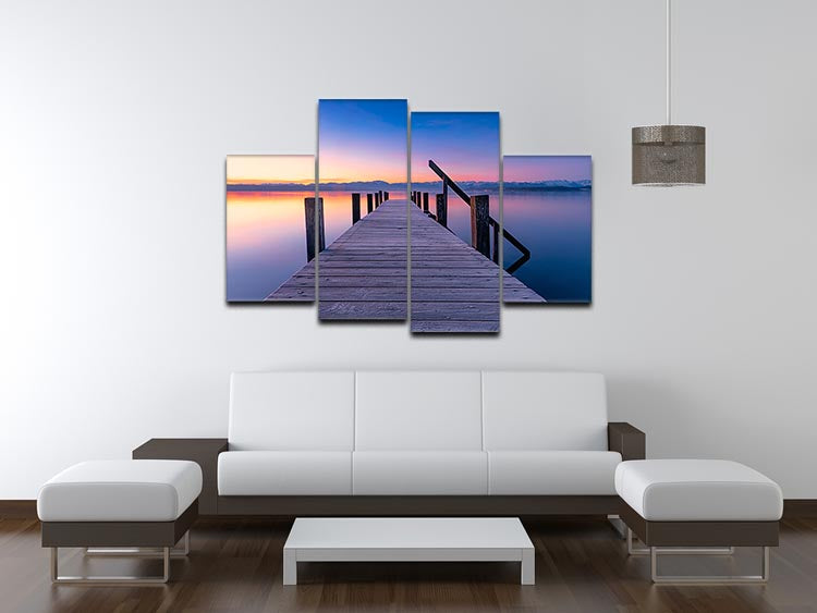At The Lake 4 Split Panel Canvas artwork featuring serene lakeside imagery divided into four panels.