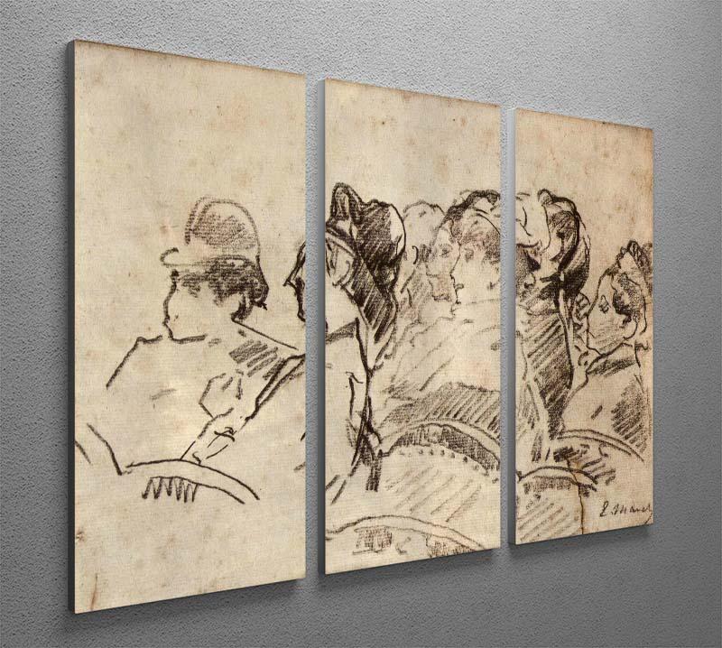 Three-panel canvas print featuring Manet's At the Theater, showcasing vibrant colors and intricate details.