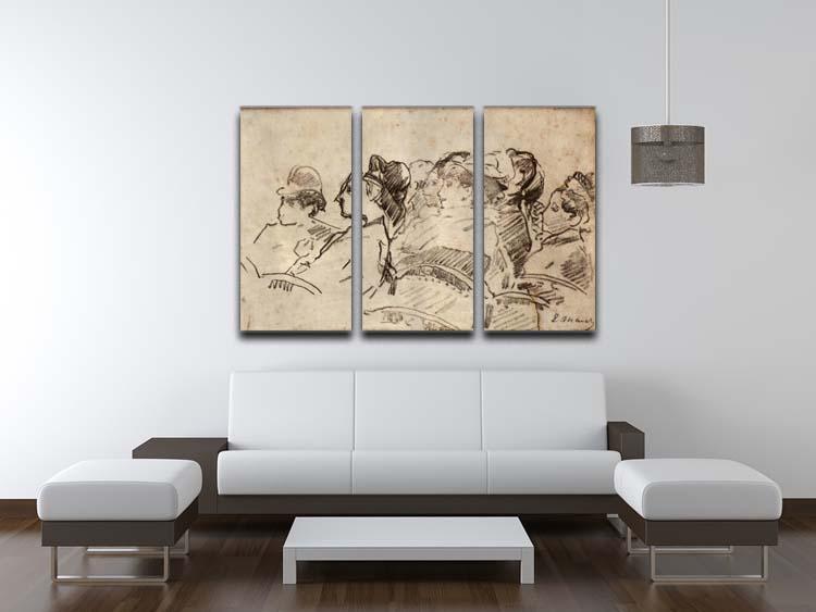 Three-panel canvas print featuring Manet's At the Theater, showcasing vibrant colors and intricate details.