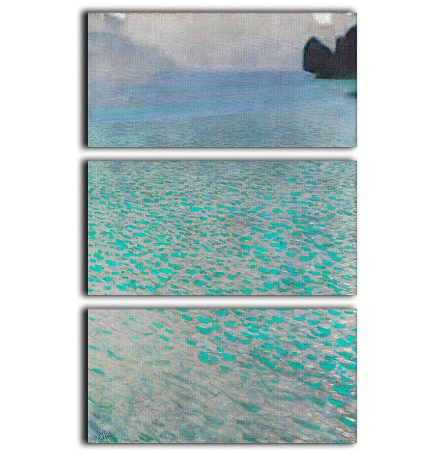 Attersee by Klimt 3-panel canvas print featuring vibrant colors and intricate designs, perfect for home or office decor.