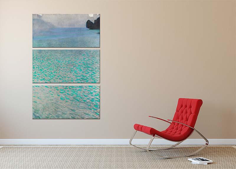 Attersee by Klimt 3-panel canvas print featuring vibrant colors and intricate designs, perfect for home or office decor.