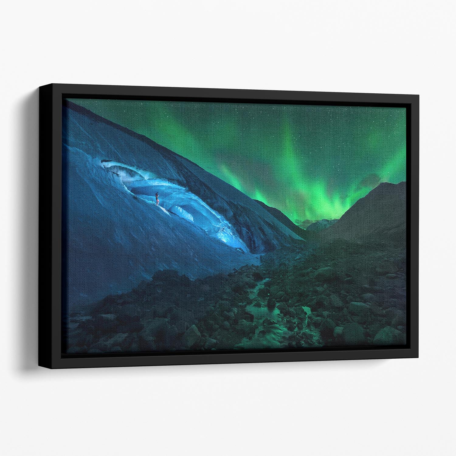 Athabasca Cave Floating Framed Canvas featuring vibrant abstract design in a handcrafted wooden frame, ideal for modern home decor.
