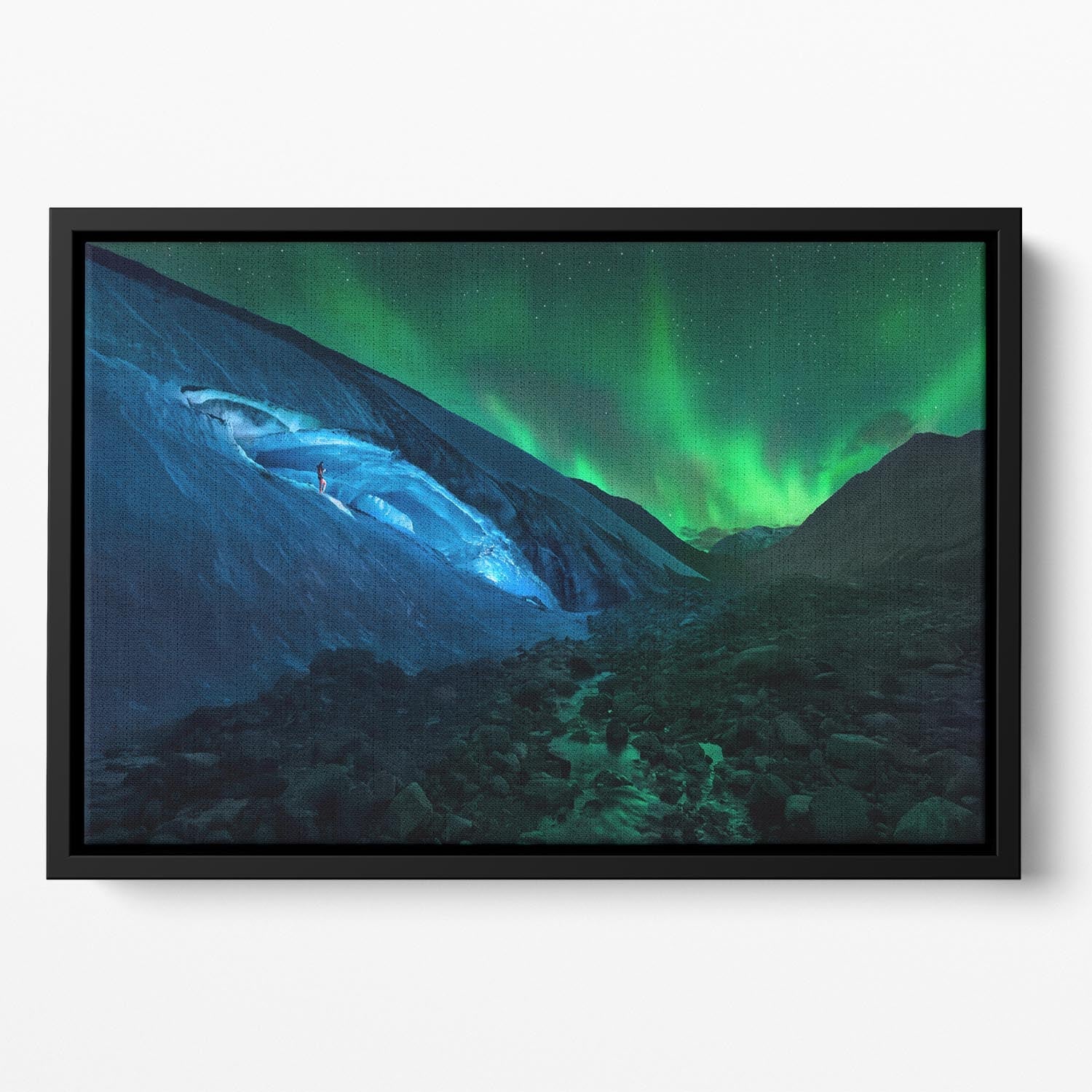 Athabasca Cave Floating Framed Canvas featuring vibrant abstract design in a handcrafted wooden frame, ideal for modern home decor.