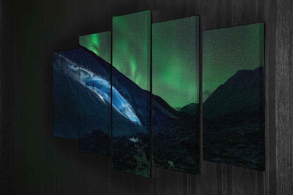 Athabasca Ice Burning 5 Split Panel Canvas artwork featuring vibrant colors and dynamic design across five panels.