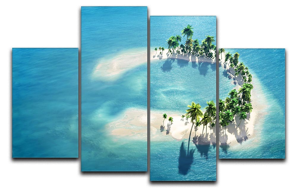 Atoll 4 Split Panel Canvas artwork featuring four equal sections creating a cohesive design, perfect for modern decor.