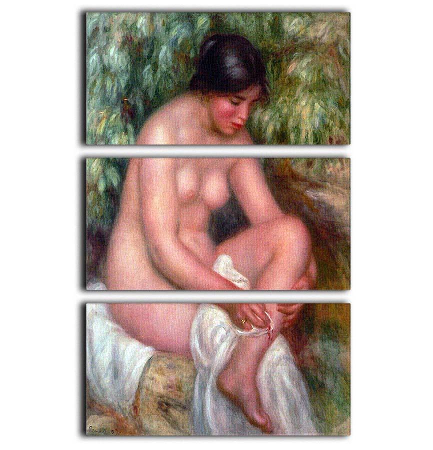 Three-panel canvas print of August Renoir's Bathing, showcasing vibrant colors and intricate details.
