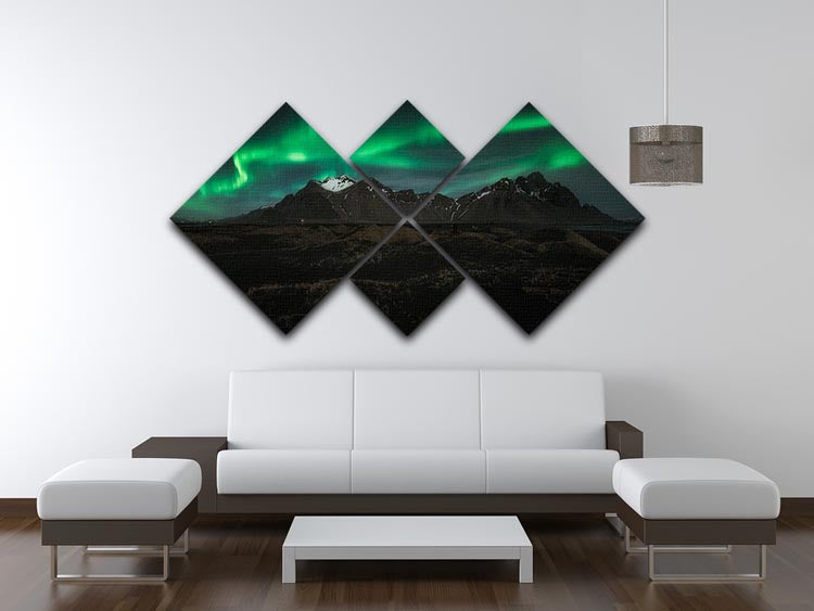 Aurora Borealis 4 Square Multi Panel Canvas artwork featuring vibrant northern lights in four equal sections.