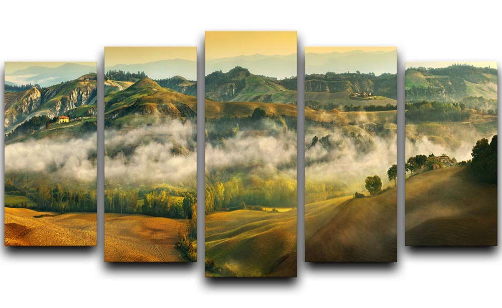 Autumn 5 Split Panel Canvas artwork featuring vibrant autumn leaves across five panels.
