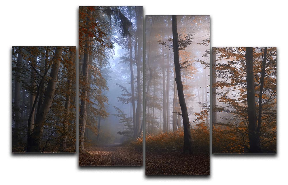 A beautiful 4-panel canvas artwork depicting vibrant autumn colors, showcasing a dynamic and multi-dimensional design.