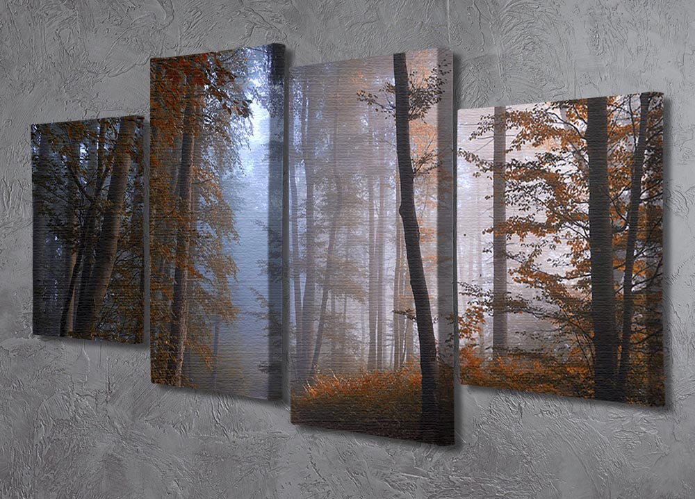 A beautiful 4-panel canvas artwork depicting vibrant autumn colors, showcasing a dynamic and multi-dimensional design.