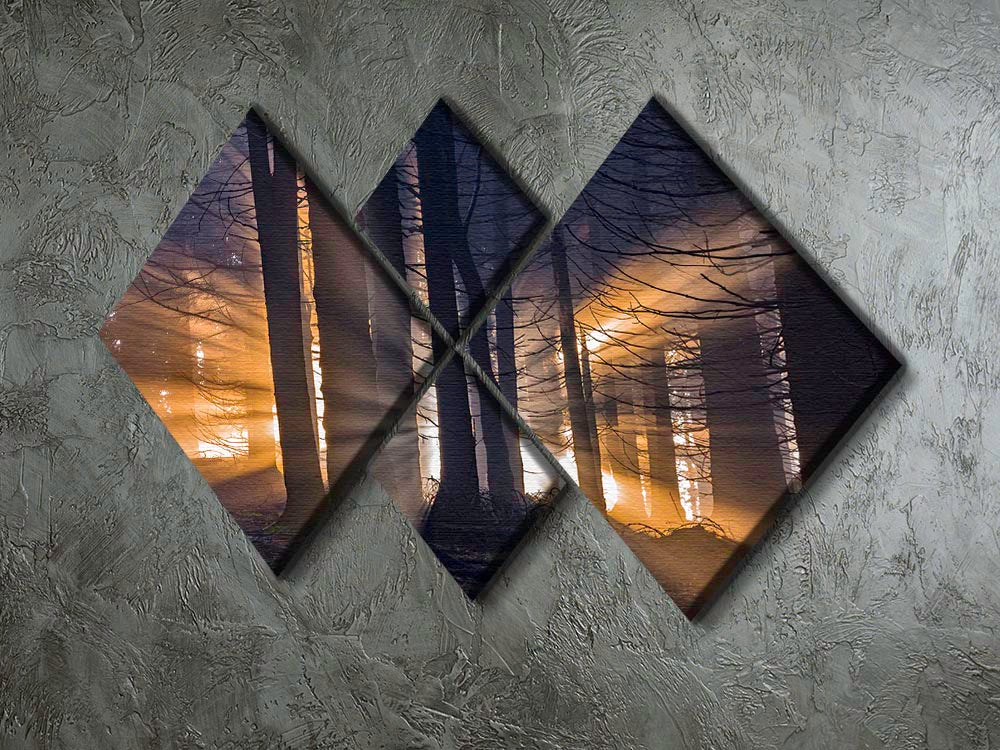 Autumn Forest 4 Square Multi Panel Canvas featuring vibrant fall colors in a modern arrangement.