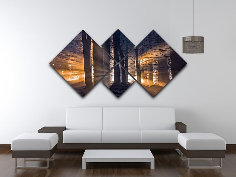 Autumn Forest 4 Square Multi Panel Canvas featuring vibrant fall colors in a modern arrangement.