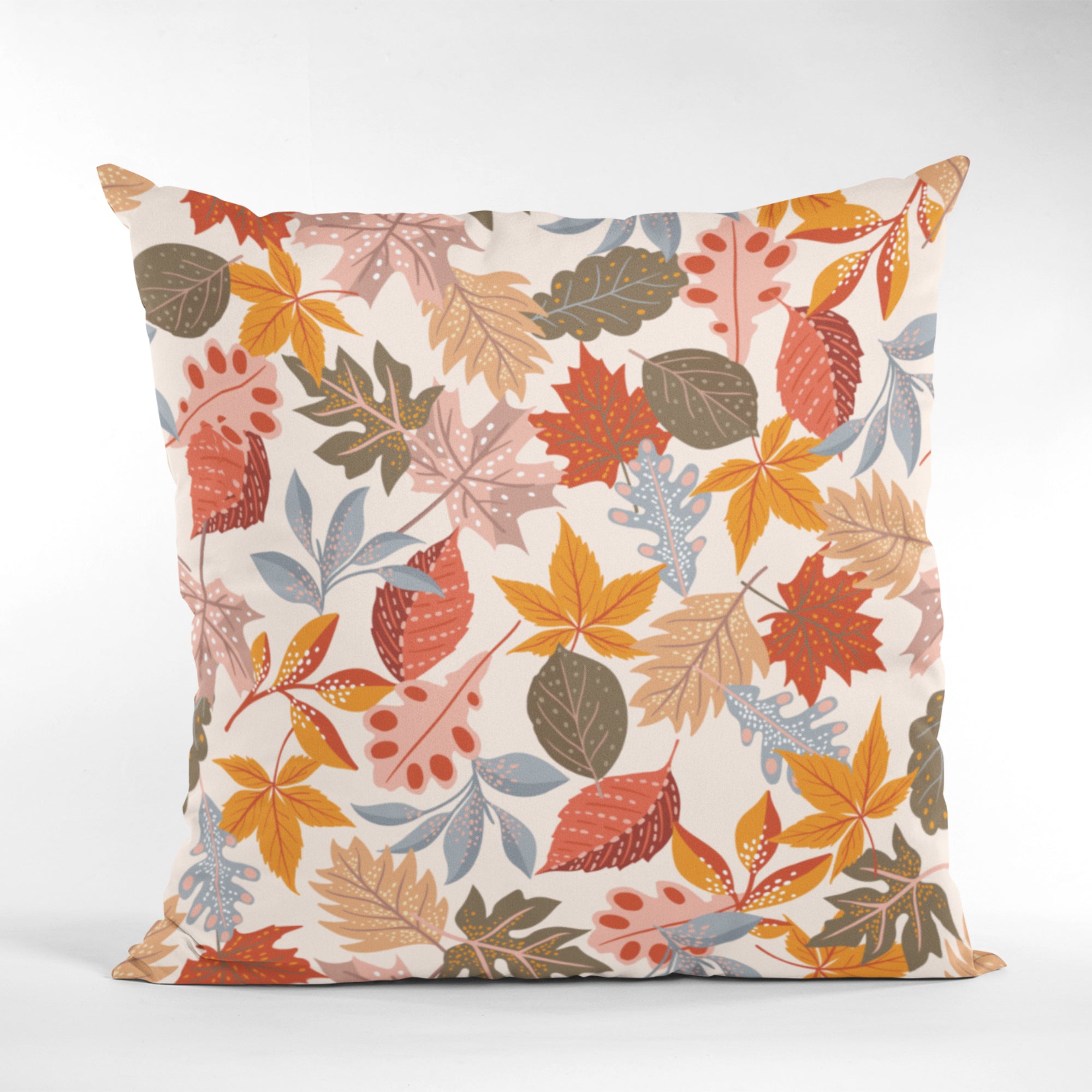 Autumn Home Decor Pillow Case with a vibrant leaf pattern, showcasing fall colors and a soft fabric texture.