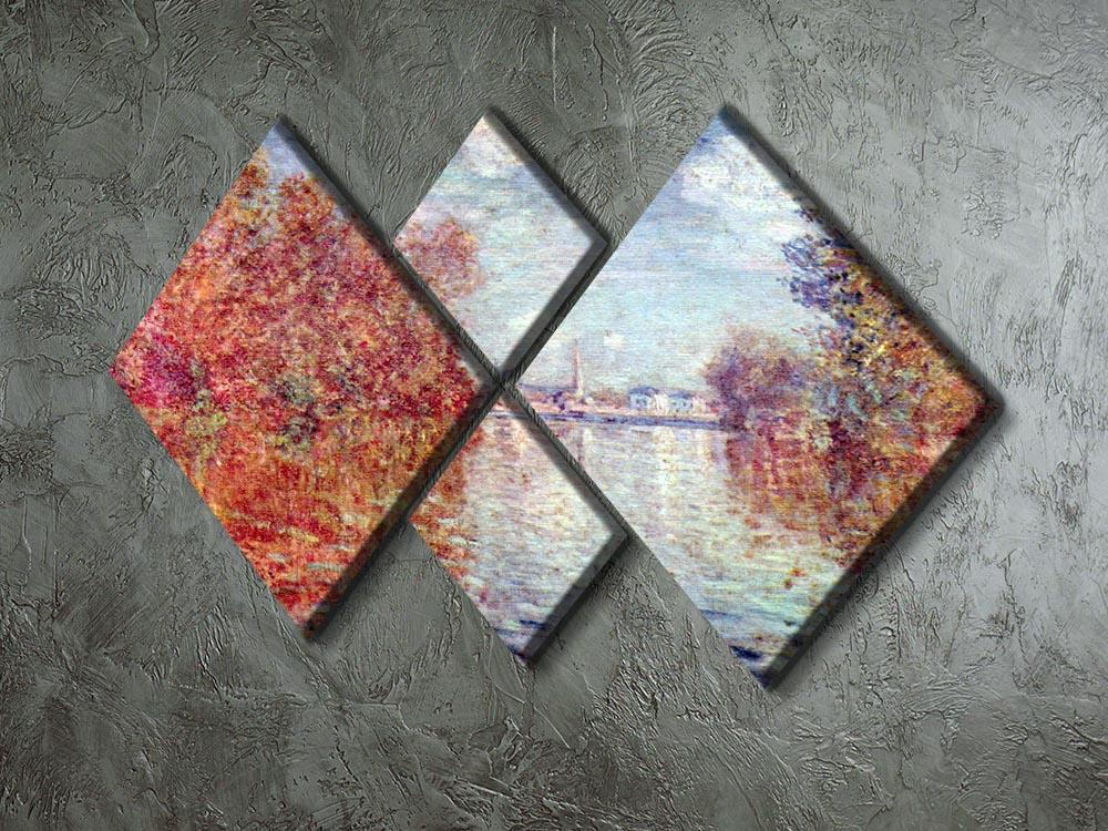 A beautiful 4-square canvas artwork titled 'Autumn in Argenteuil' by Monet, showcasing vibrant autumn colors and serene landscape.
