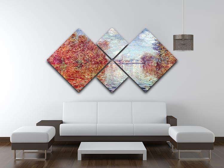 A beautiful 4-square canvas artwork titled 'Autumn in Argenteuil' by Monet, showcasing vibrant autumn colors and serene landscape.