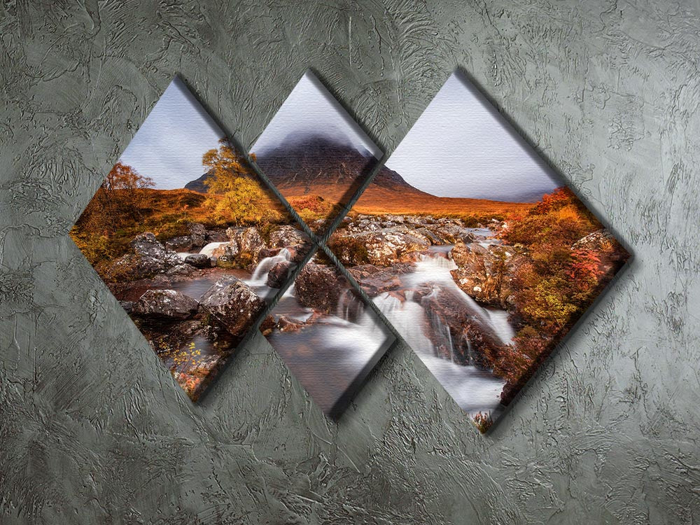 Autumn In The Glencoe 4 Square Multi Panel Canvas featuring vibrant autumn colors in a serene landscape.