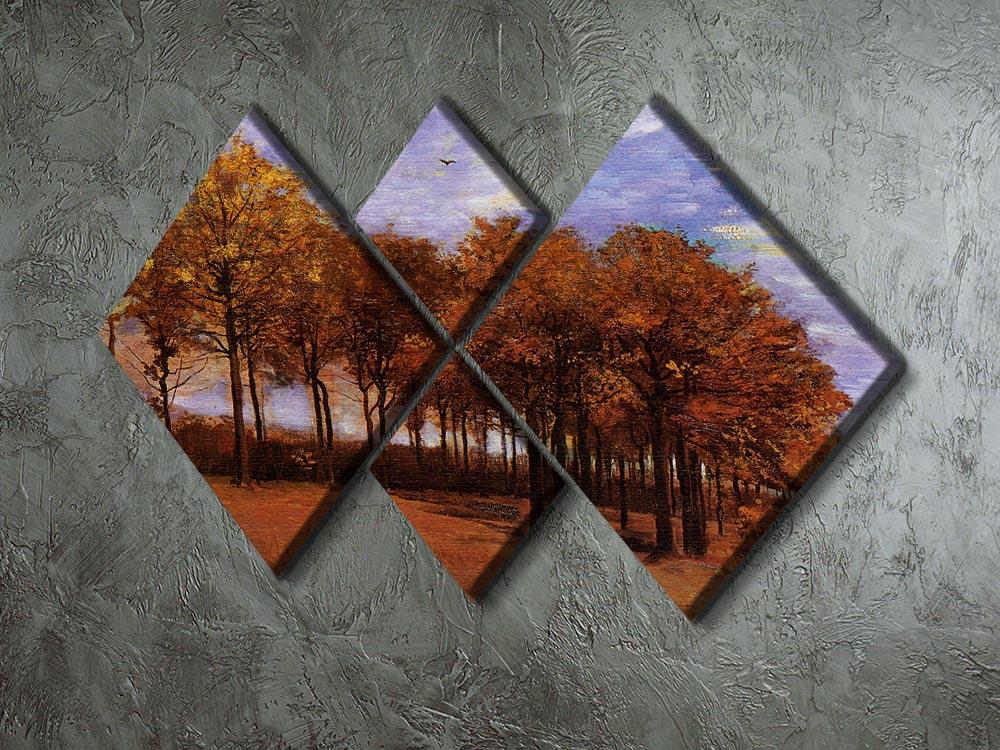 A stunning 4-square multi-panel canvas featuring Van Gogh's Autumn Landscape, showcasing vibrant autumn colors and dynamic brushwork.