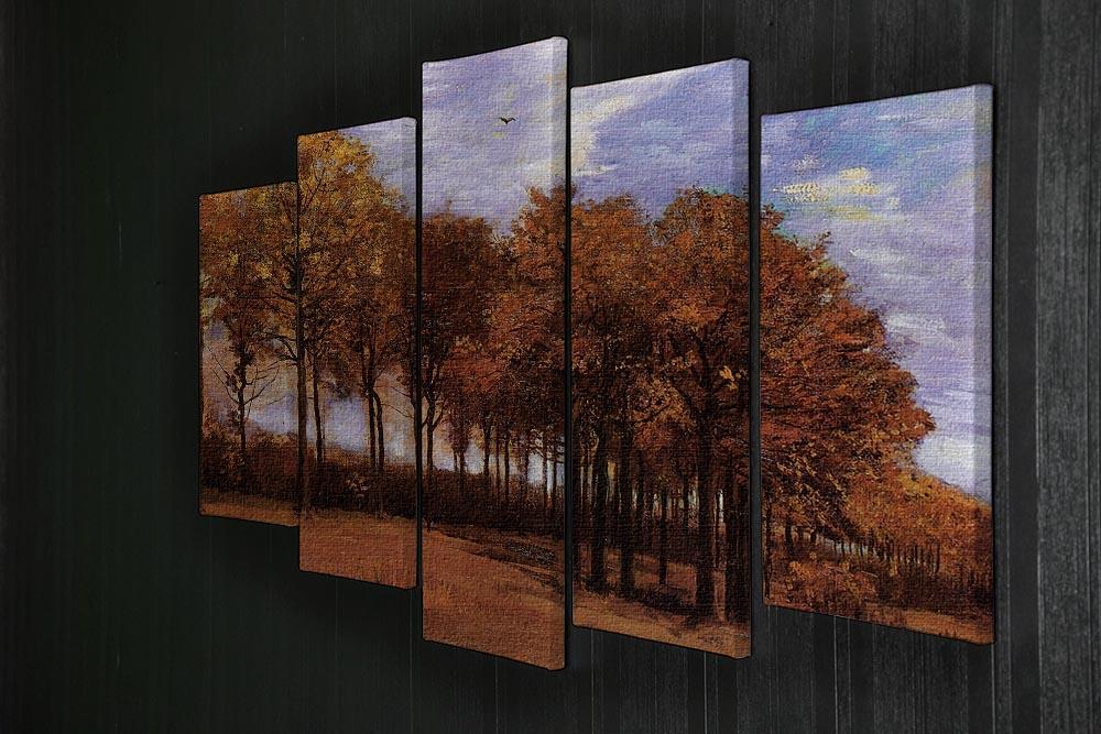 A beautiful 5-split panel canvas artwork featuring Van Gogh's Autumn Landscape, showcasing vibrant fall colors and a dynamic arrangement.