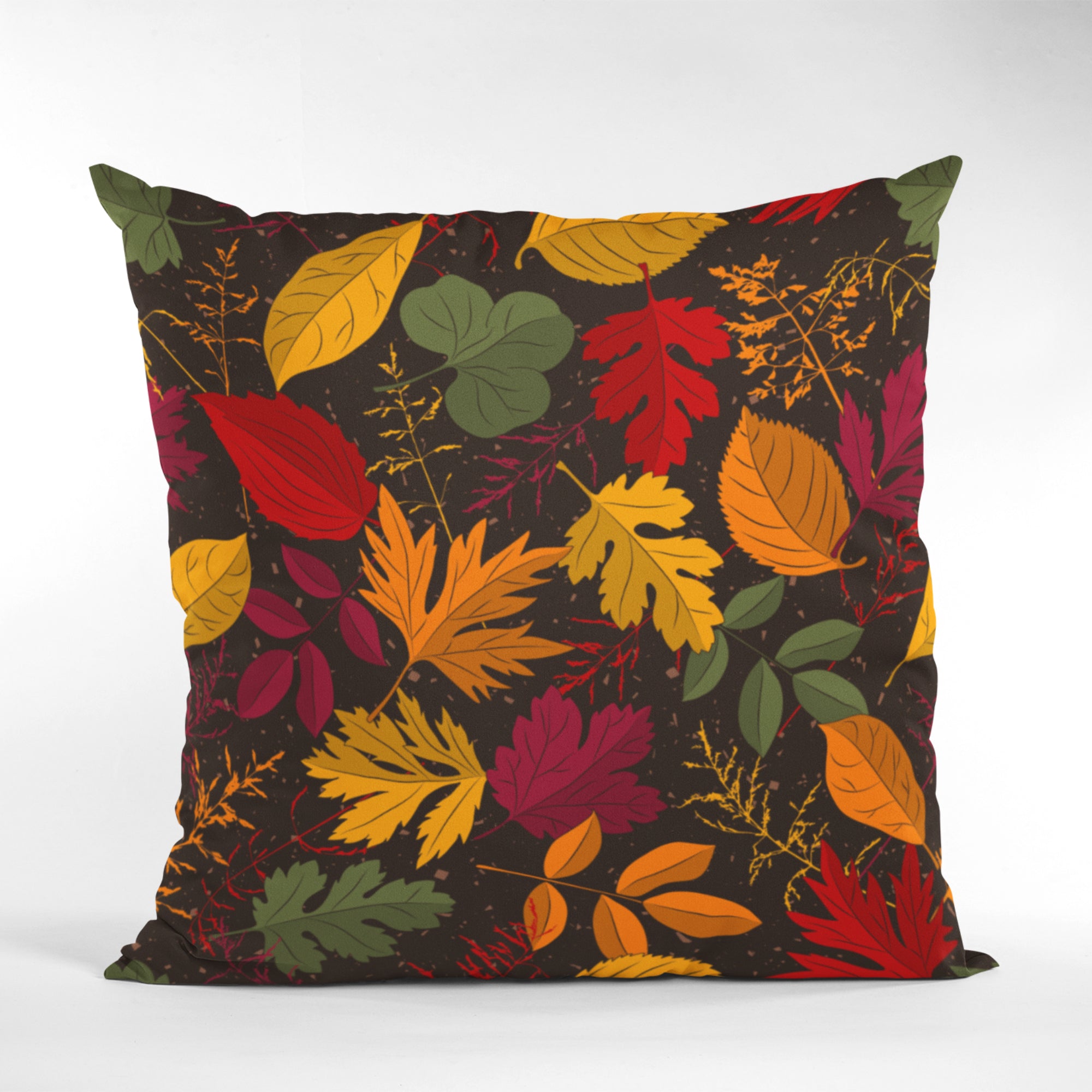 Autumn Leaves Decorative Cushion Cover featuring vibrant fall foliage design, perfect for seasonal home decor.