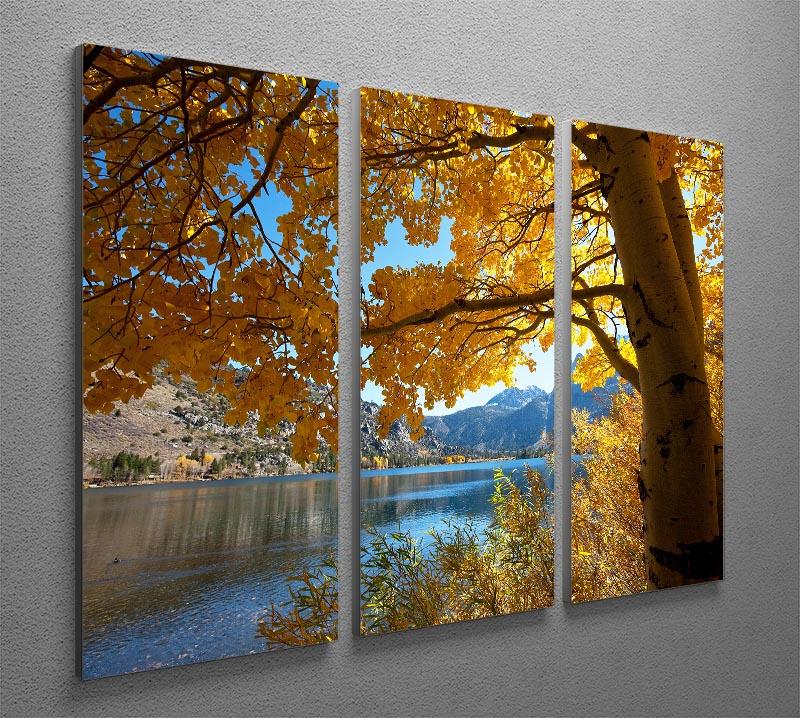 Autumn Mountain Lake 3 Split Panel Canvas Print showcasing vibrant fall colors and serene lake scenery.