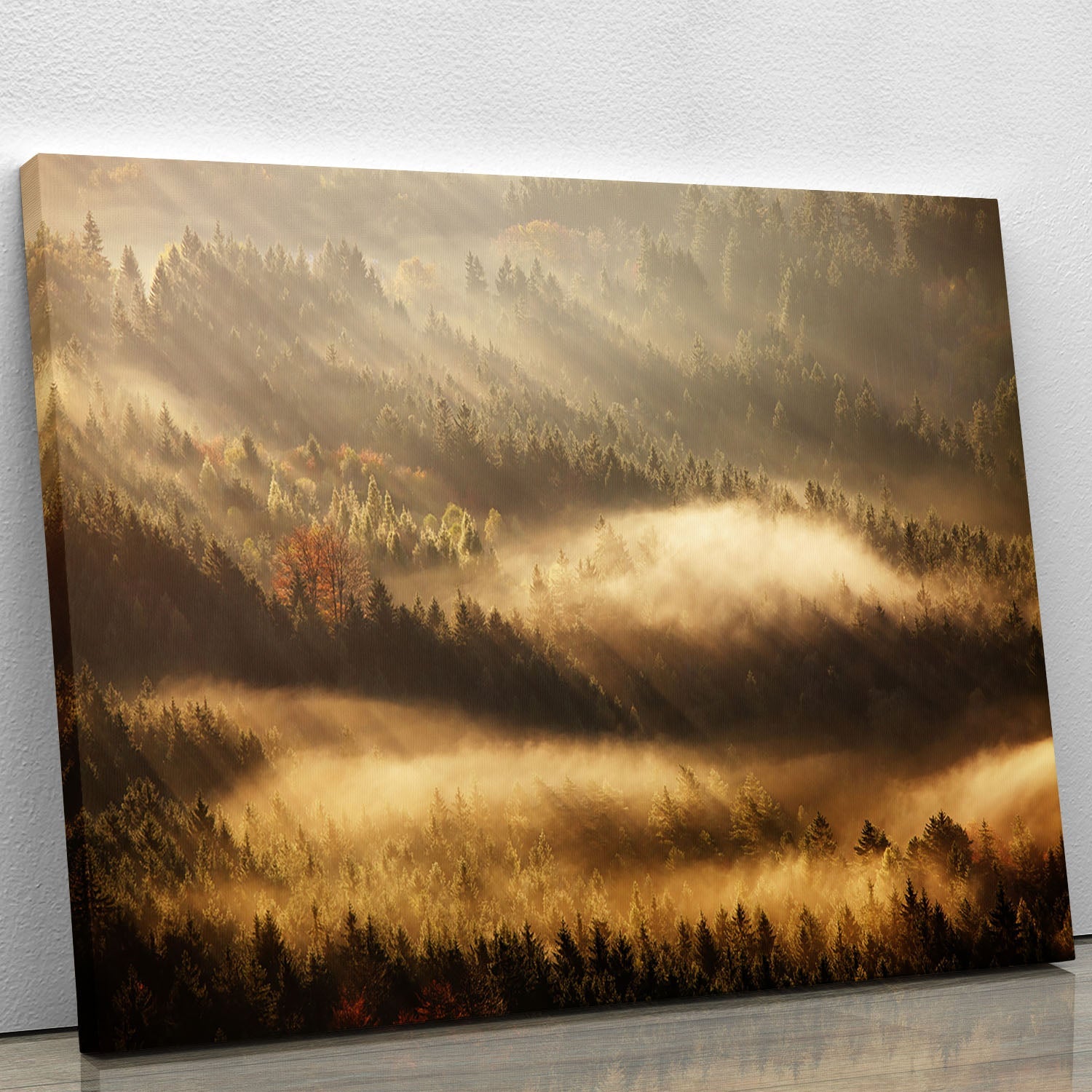 Autumn Rays Canvas Print showcasing vibrant fall colors and intricate details, perfect for home decor.