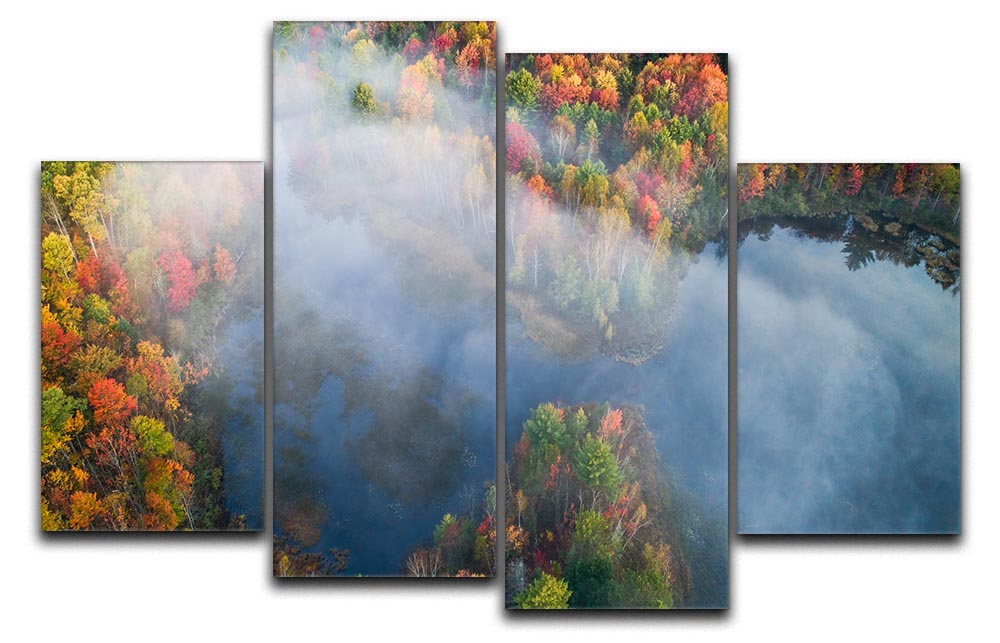 Autumn Symphony I 4 Split Panel Canvas showcasing vibrant fall colors in a dynamic arrangement.